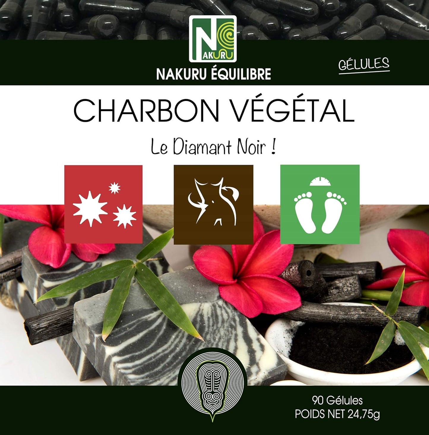 Charbon Végétal | 90 Gélules | Gamme Équilibre | Fabriqué en France | "Le Diamant Noir!" |