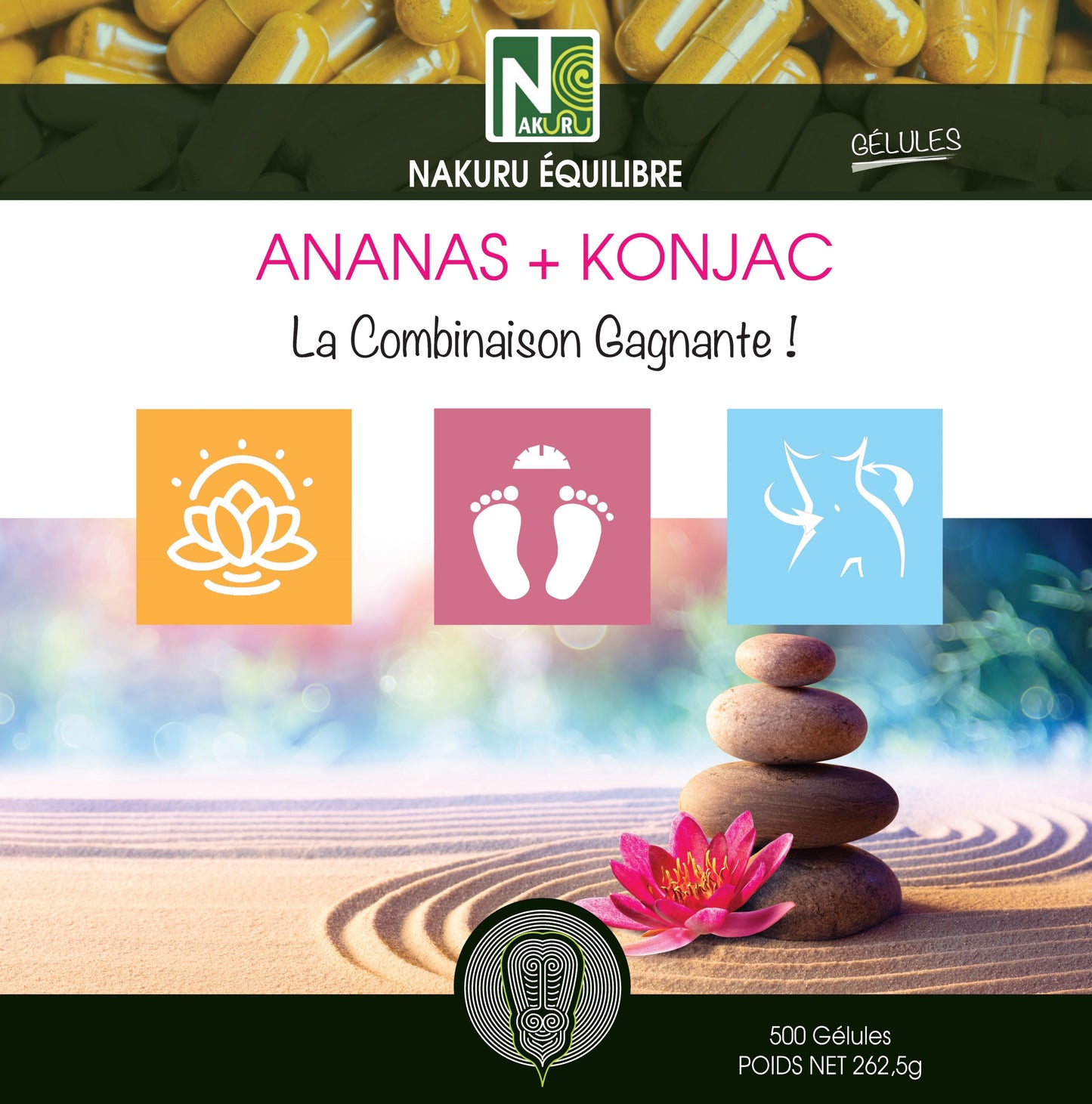 Ananas + Konjac | 500 Gélules | Gamme Équilibre | Fabriqué en France | "La Combinaison Gagnante !"