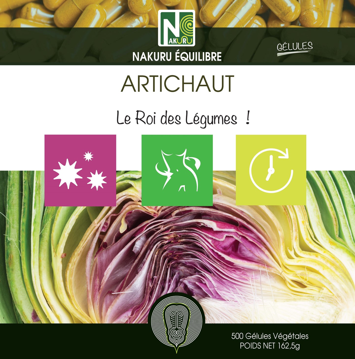 Artichaut | 500 Gélules Végétales | Gamme Équilibre | Fabriqué en France | "Le Roi des Légumes!"
