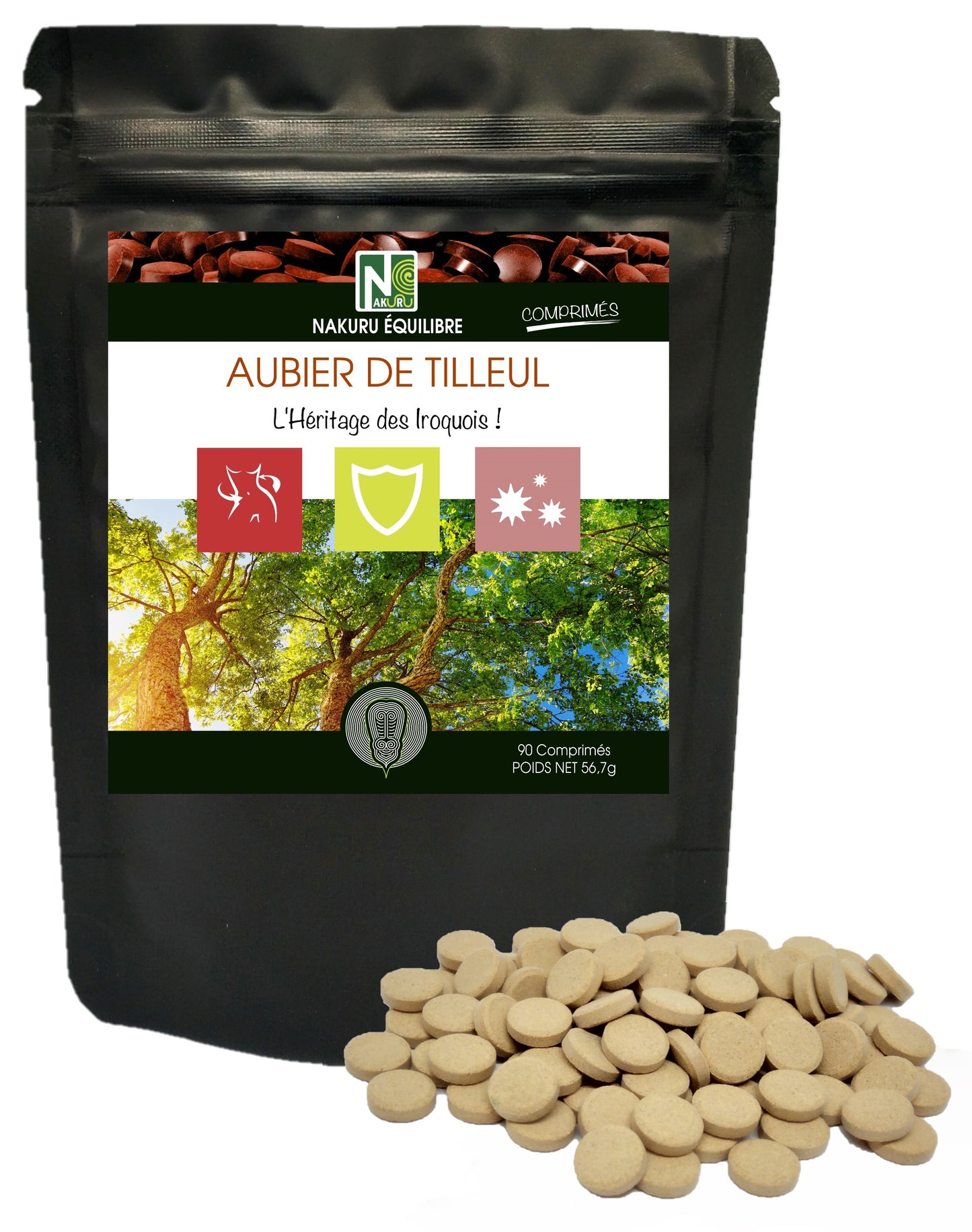 Aubier de Tilleul | 90 Comprimés | Gamme Équilibre | Fabriqué en France | "L'Héritage des Iroquois!"