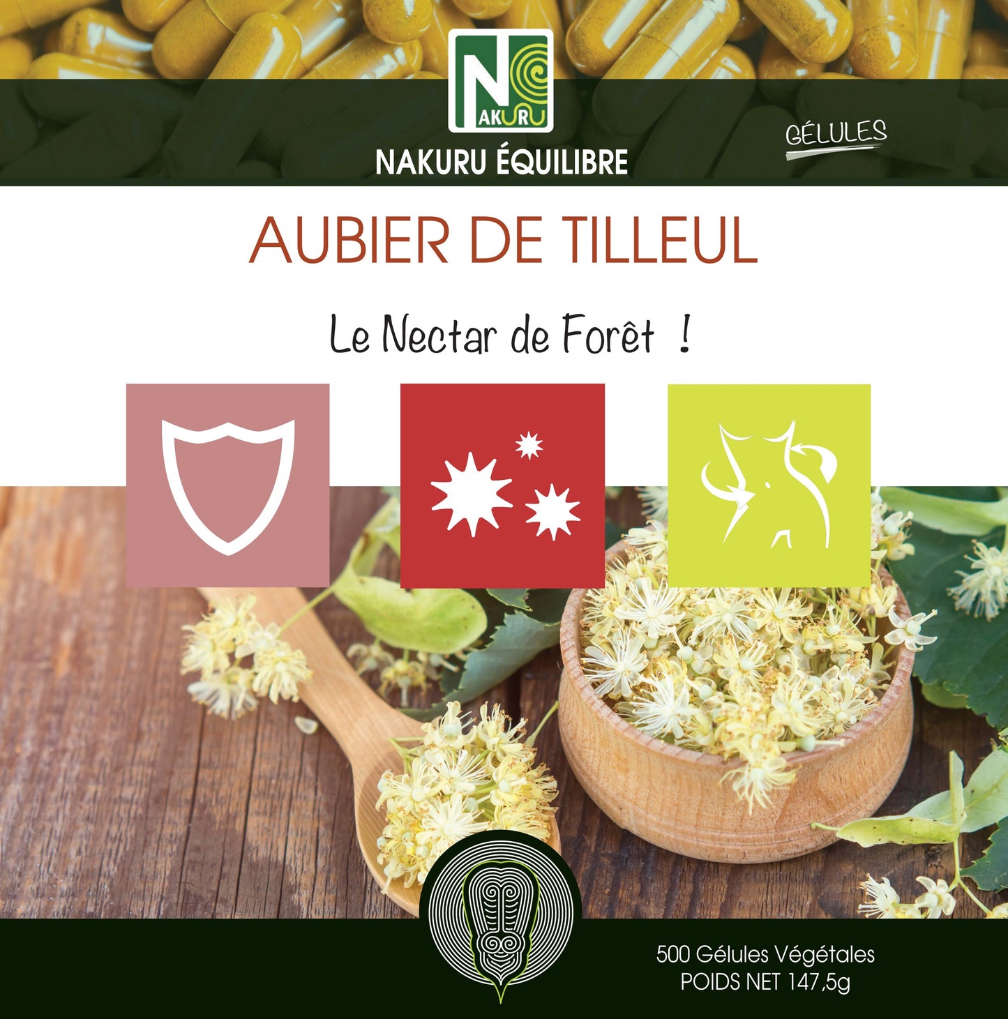 Aubier de Tilleul | 500 Gélules Végétales |Gamme Équilibre | Fabriqué en France | "Le Nectar de Forêt!"