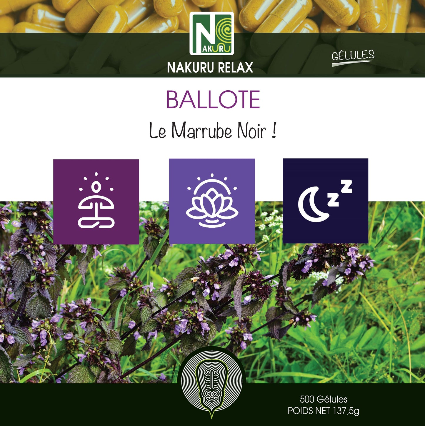 Ballote | 500 Gélules | Gamme Relax | Fabriqué en France | "Le Marrube Noir !"