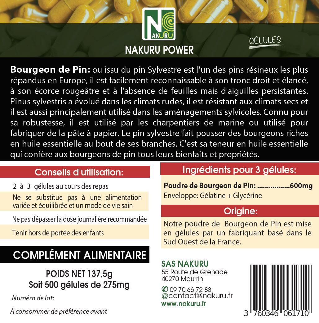 Bourgeon de Pin | 500 Gélules | Gamme Power | Fabriqué en France | "Le Maître de la Lumière !"