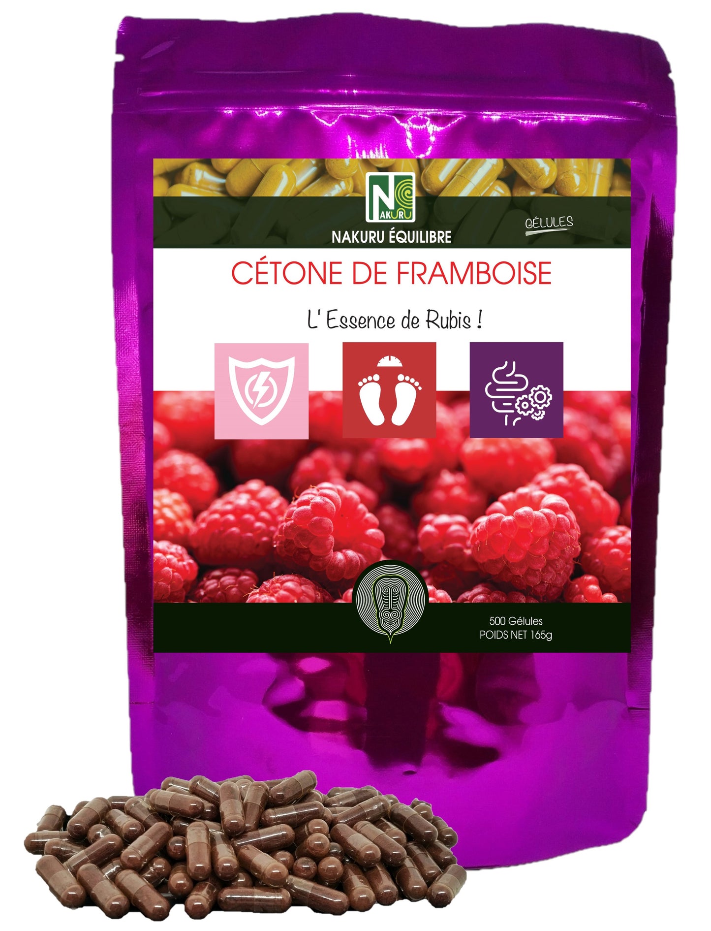 Cétone de Framboise | 500 Gélules |Gamme Équilibre | Fabriqué en France | "L'Essence de Rubis !"