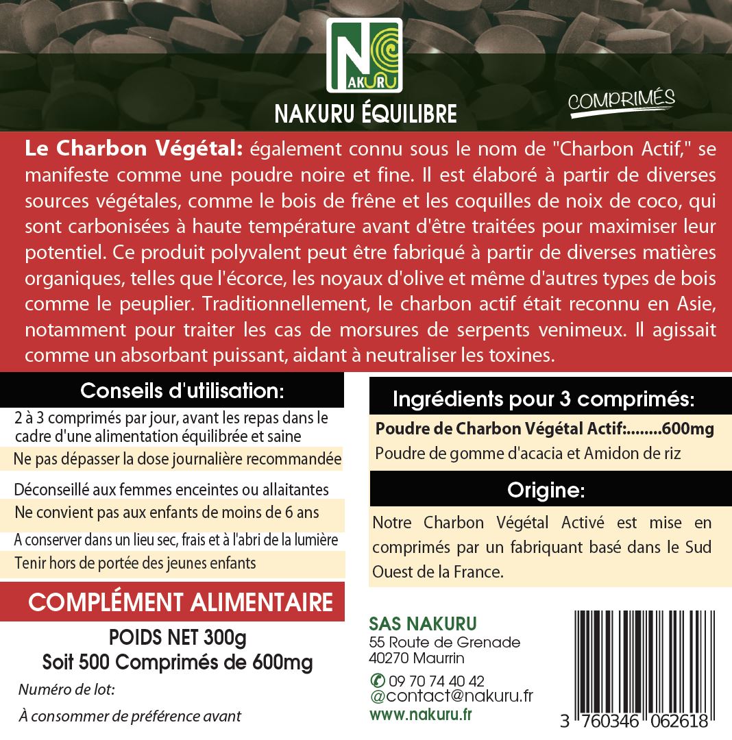 Charbon Végétal | 500 Comprimés | Gamme Équilibre | Fabriqué en France | "L'Harmonie Cendrée !"