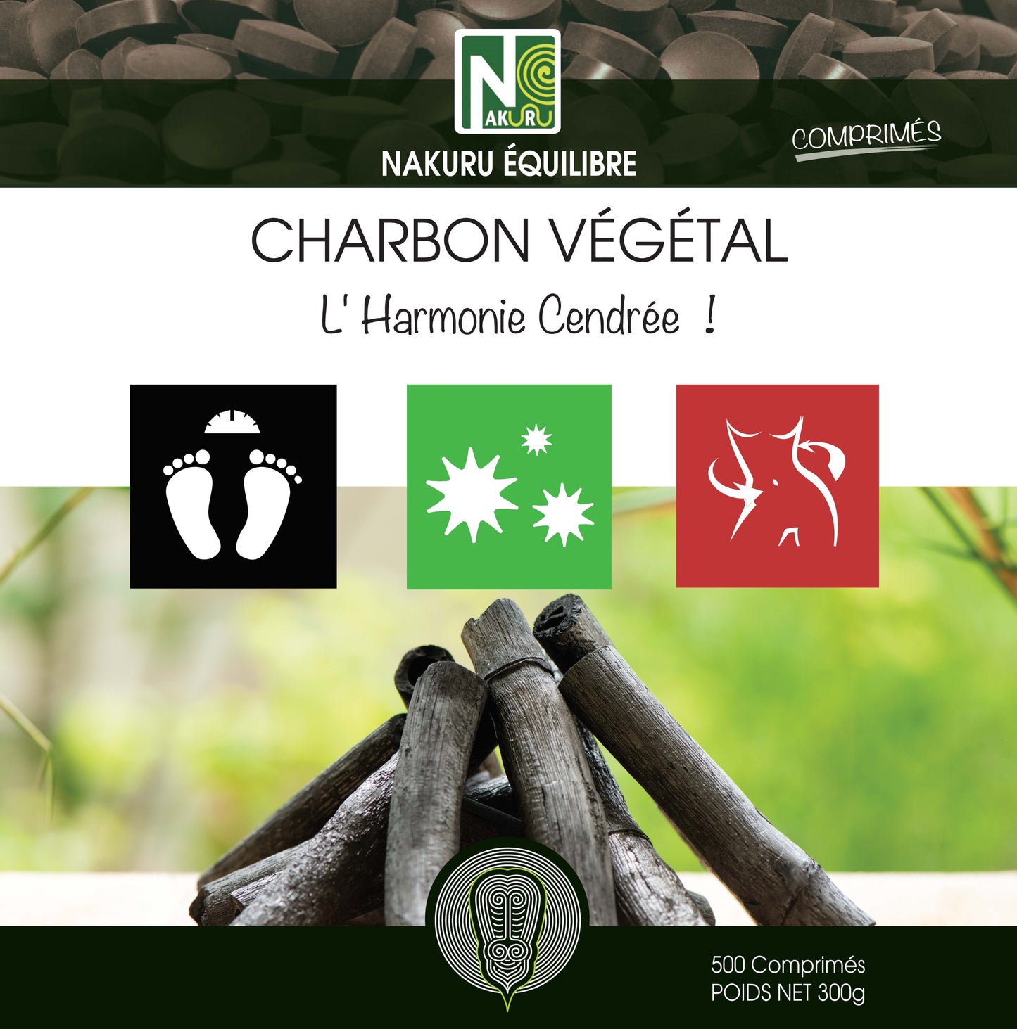 Charbon Végétal | 500 Comprimés | Gamme Équilibre | Fabriqué en France | "L'Harmonie Cendrée !"
