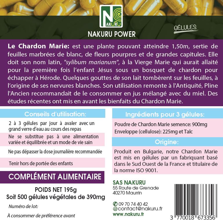 Chardon Marie | 500 Gélules Végétales | Gamme Power | Fabriqué en France | "La Mauvaise Herbe Purificatrice!" (Copie)