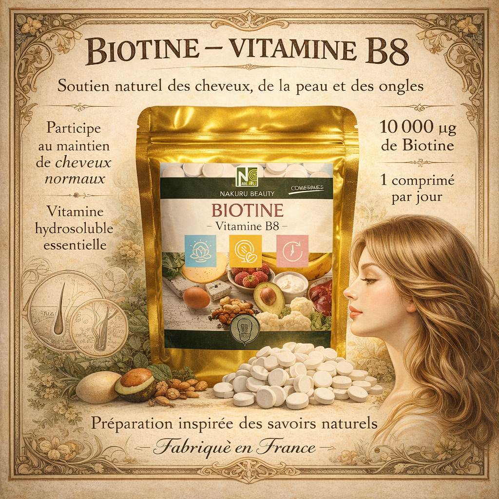 Biotine 10 000 µg / Vitamine B8 / 90 Comprimés | GammeBeauty | Fabriqué en France