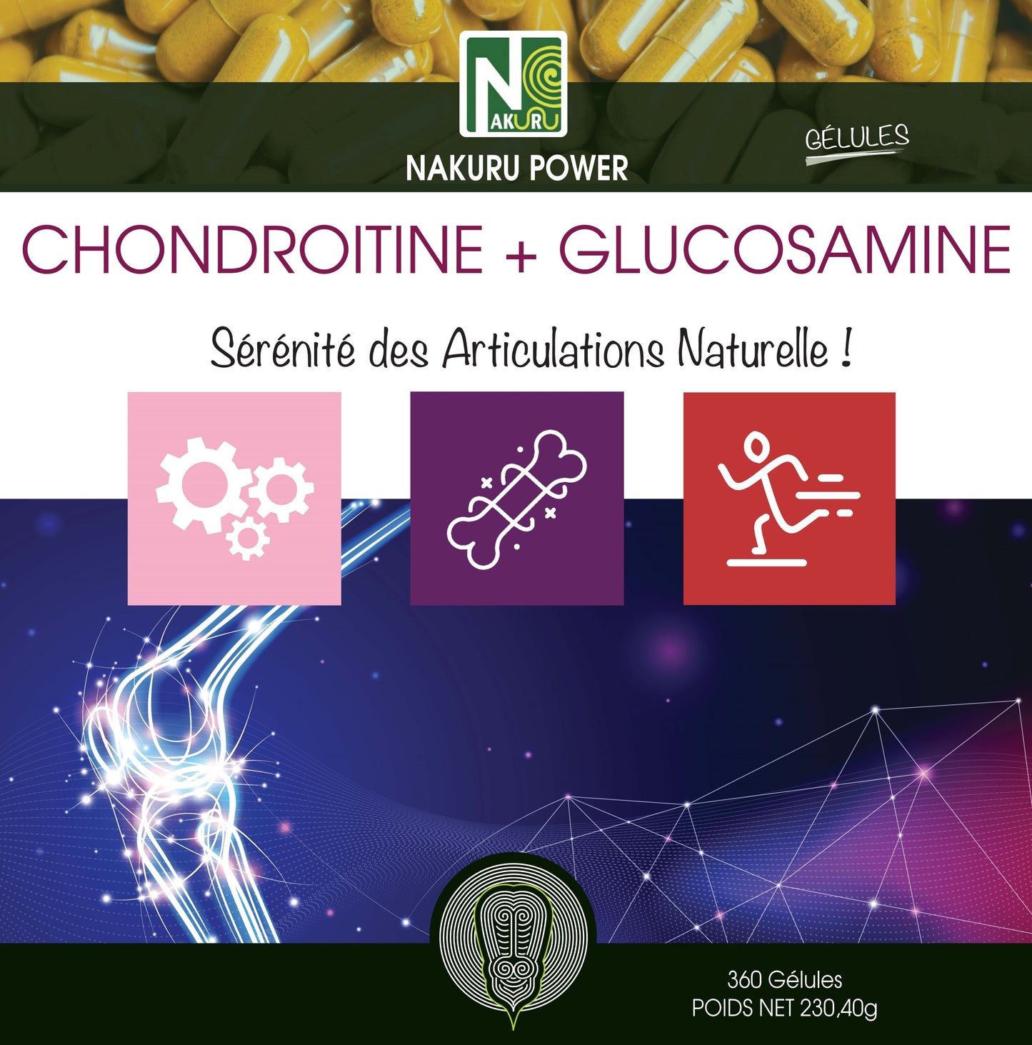 Chondroïtine + Glucosamine | 360 Gélules | Gamme Power | Fabriqué en France | "Sérénité des Articulations Naturelle !"