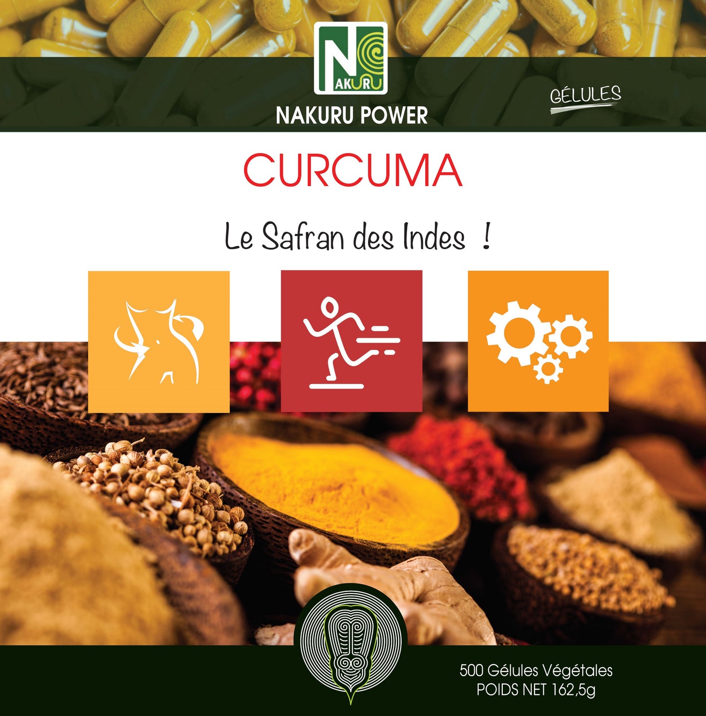 Curcuma | 500 Gélules Végétales | Gamme Power | Fabriqué en France | "Le Safran des Indes!"