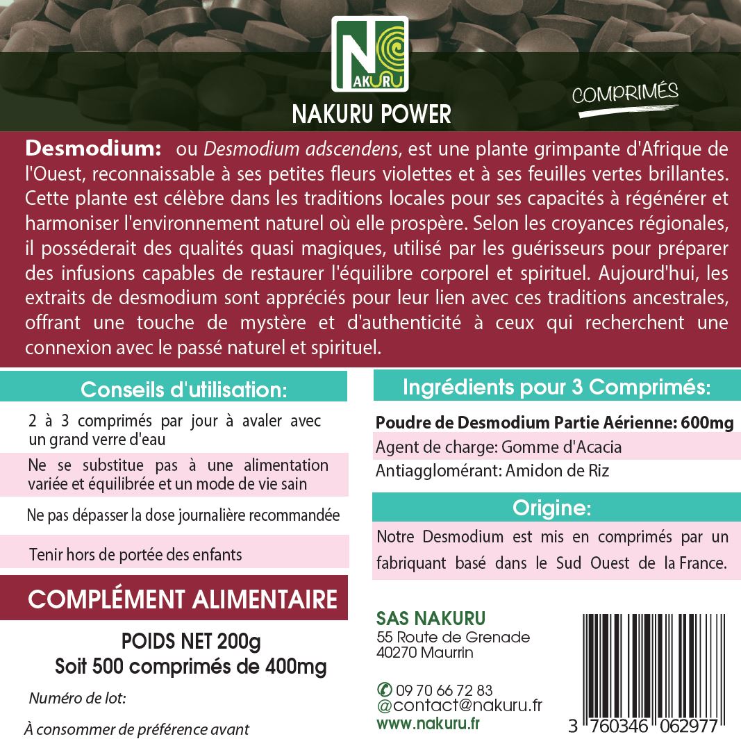 Desmodium | 500 Comprimés | Gamme Power | Fabriqué en France | "La Sentinelle du Sanctuaire !"