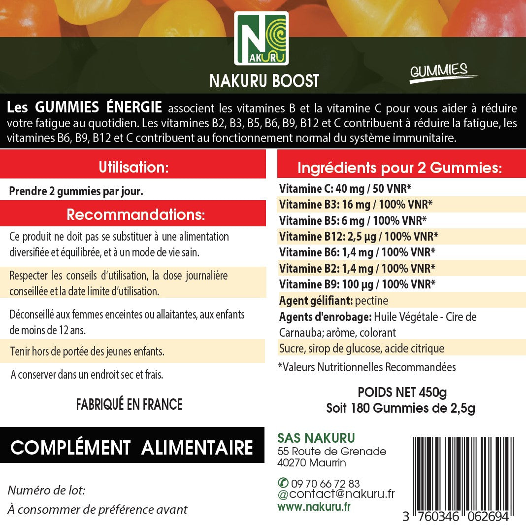 Energie Gummies | 180 Gummies / 90 Jours | Gamme Boost | Saveur: Fruit de la Passion |Fabriqué en France | "7 Vitamines: C-B3-B5-B12-B6-B2-B9 !"