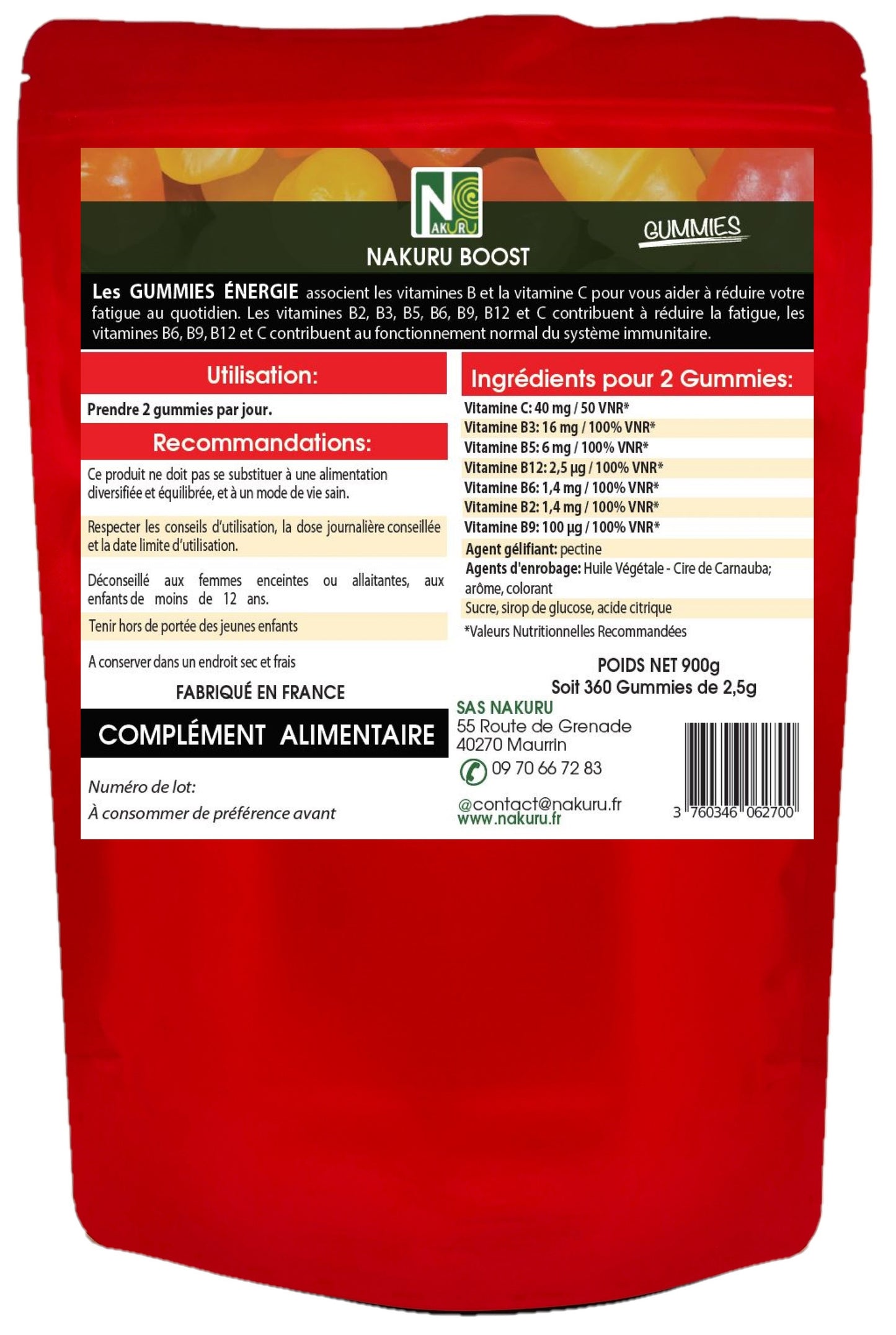 Energie Gummies | 360 Gummies / 180 Jours | Gamme Boost | Saveur: Fruit de la Passion |Fabriqué en France | "7 Vitamines: C-B3-B5-B12-B6-B2-B9 !"