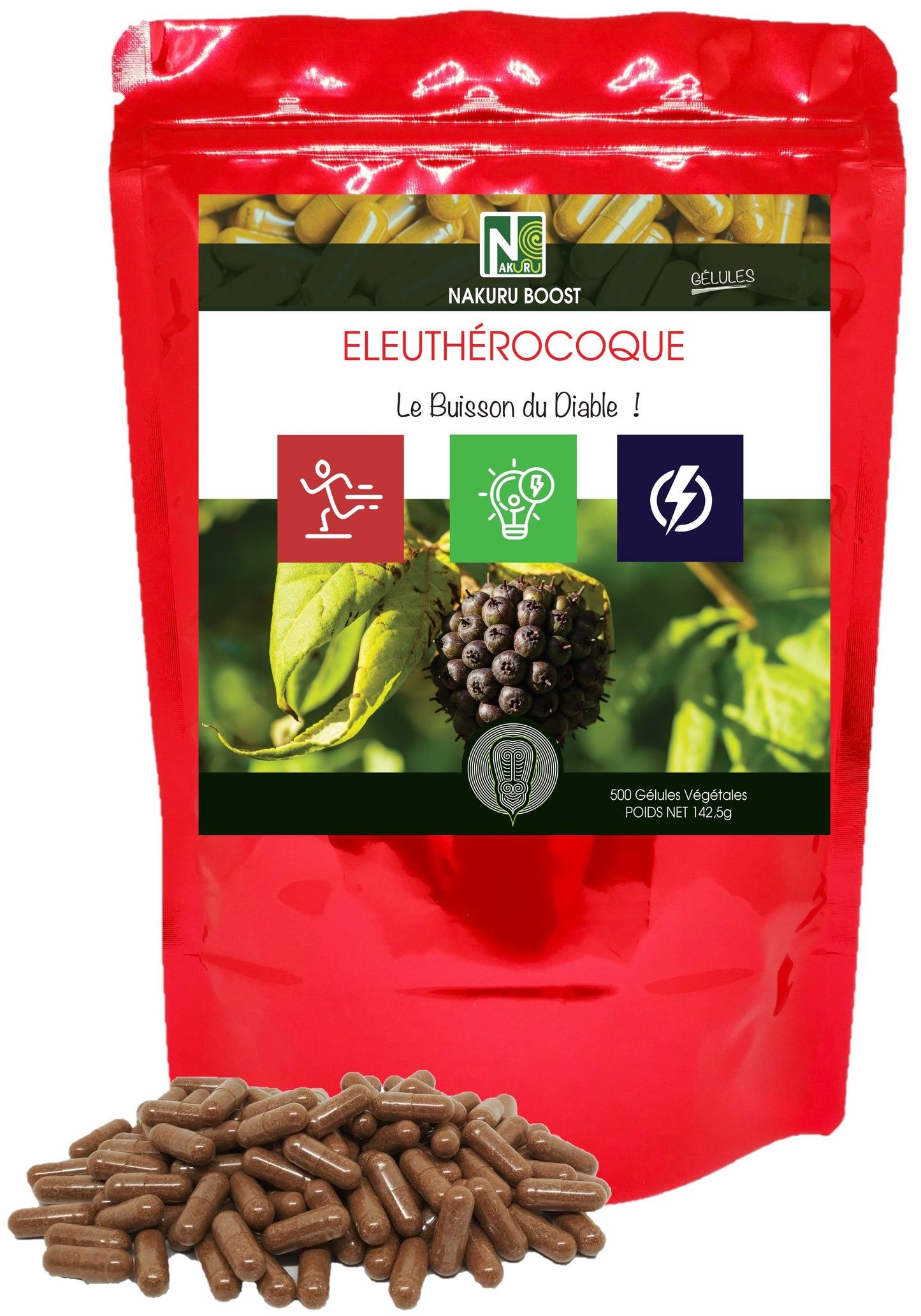 Éleuthérocoque | 500 Gélules Végétales | Gamme Boost | Fabriqué en France | "Le Buisson du Diable!"