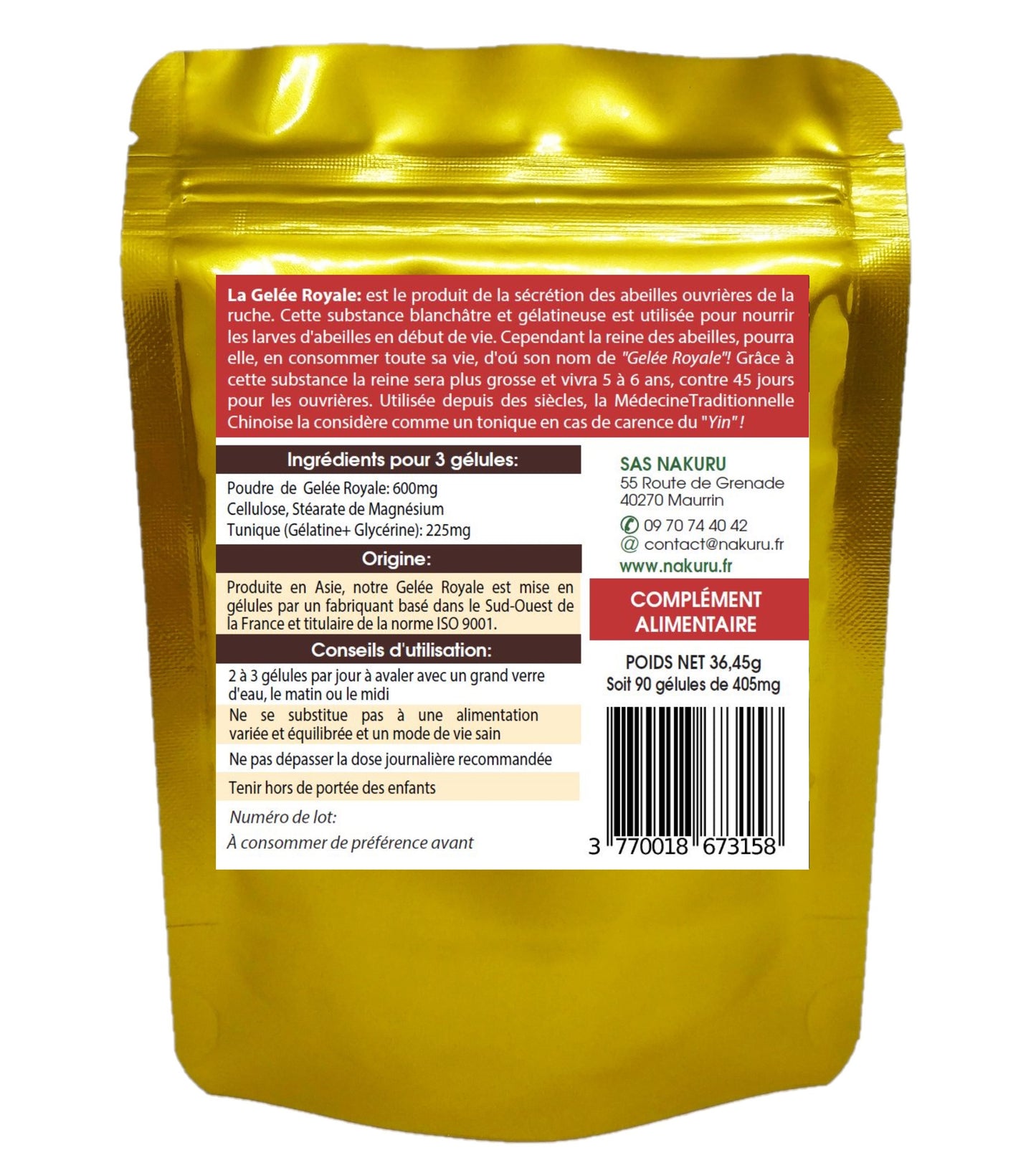 Gelée Royale | 90 Gélules |Gamme Power | Fabriqué en France | "Au Service de sa Majesté!"