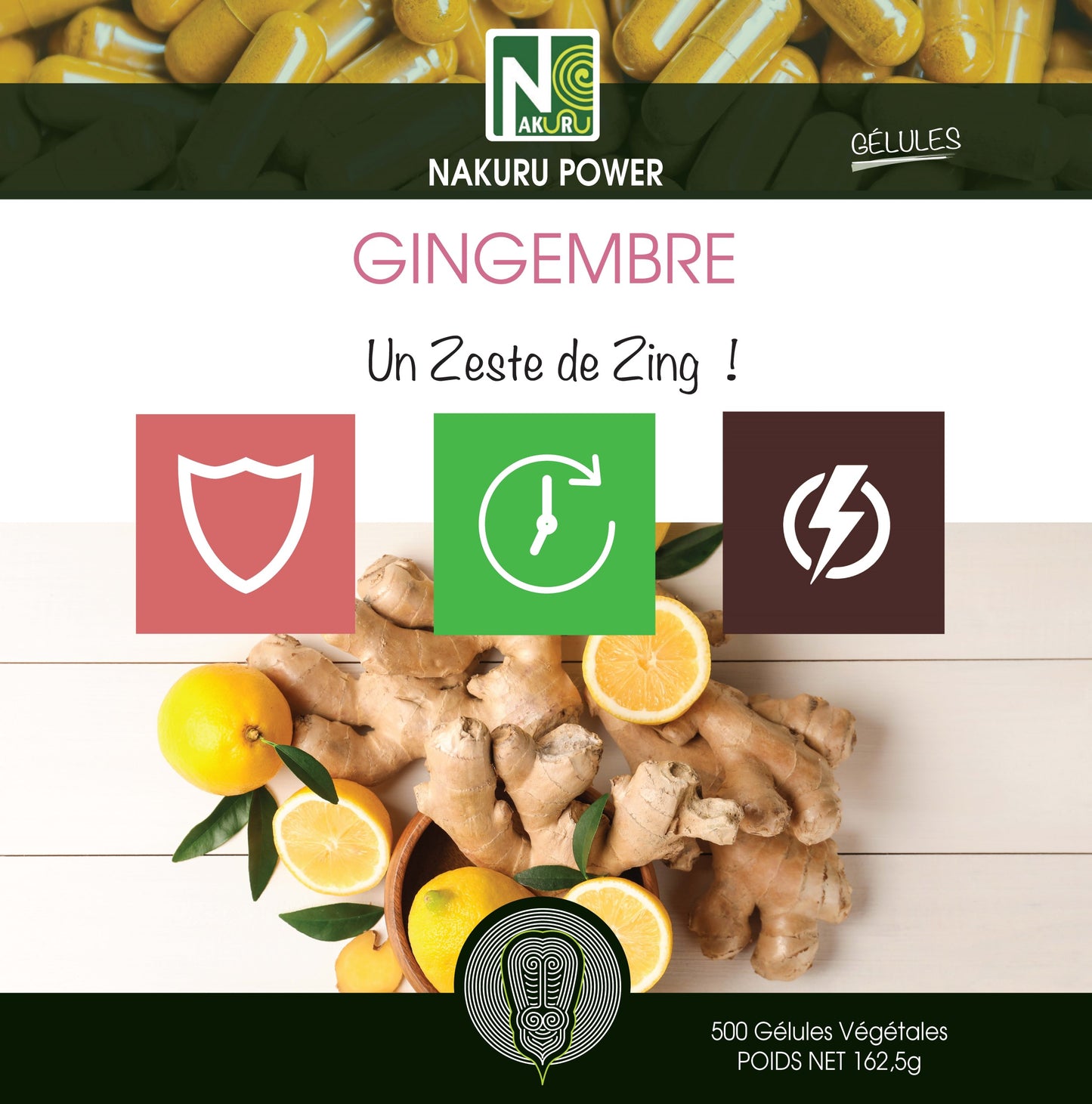 Gingembre | 500 Gélules Végétales | Gamme Power | Fabriqué en France | "Un Zeste de Zing!"