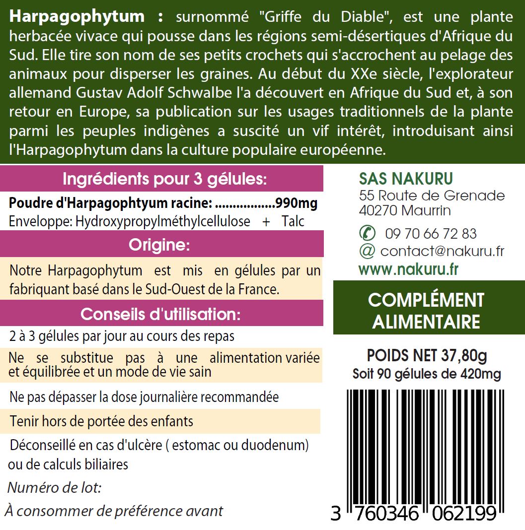 Harpagophytum | 90 Gélules Végétales | Gamme Equilibre | Fabriqué en France | "La Sagesse de la Savane!
