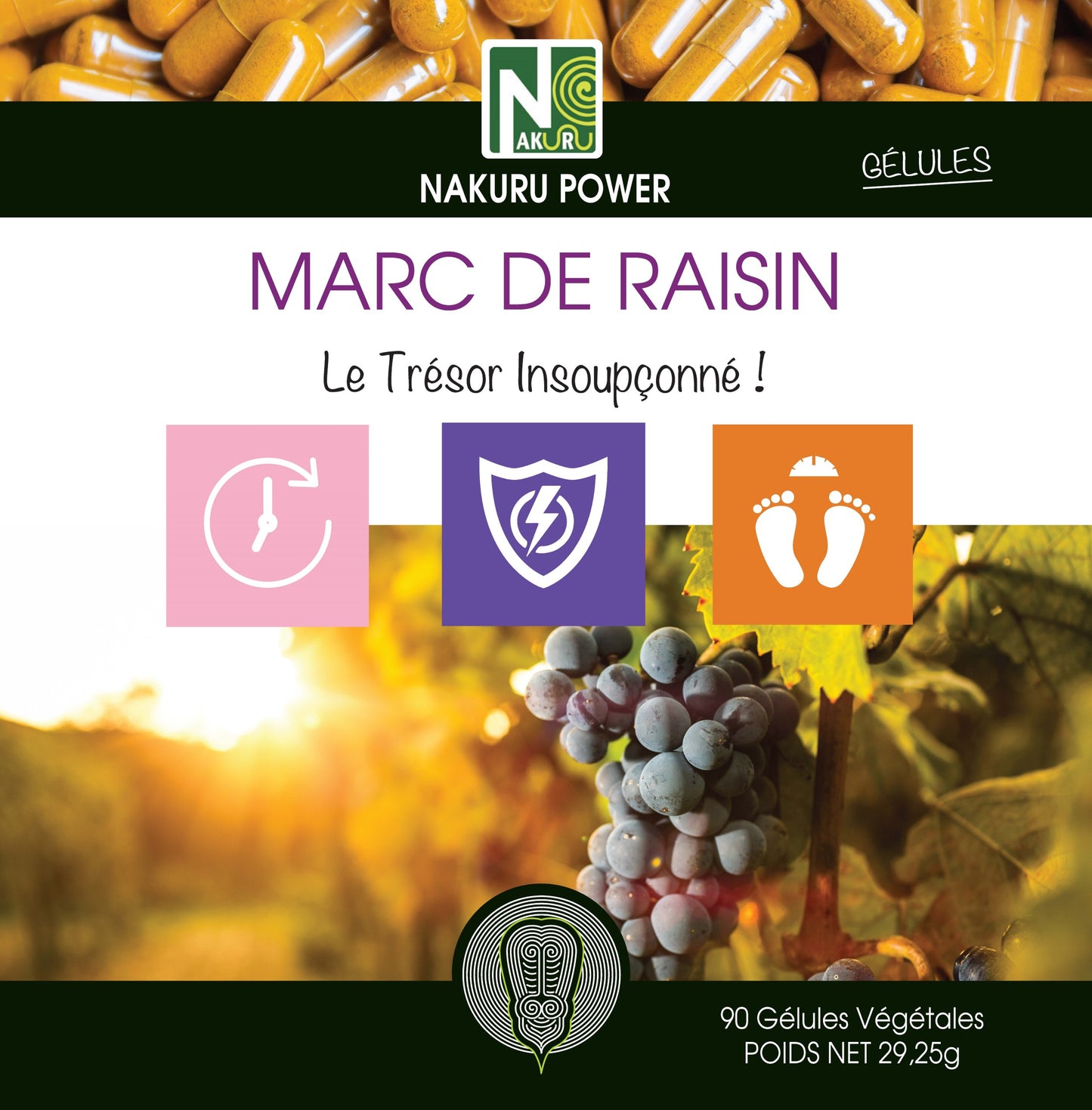 Marc de Raisin | 90 Gélules Végétales | Gamme Power | Fabriqué en France | "Le Trésor Insoupçonné !"