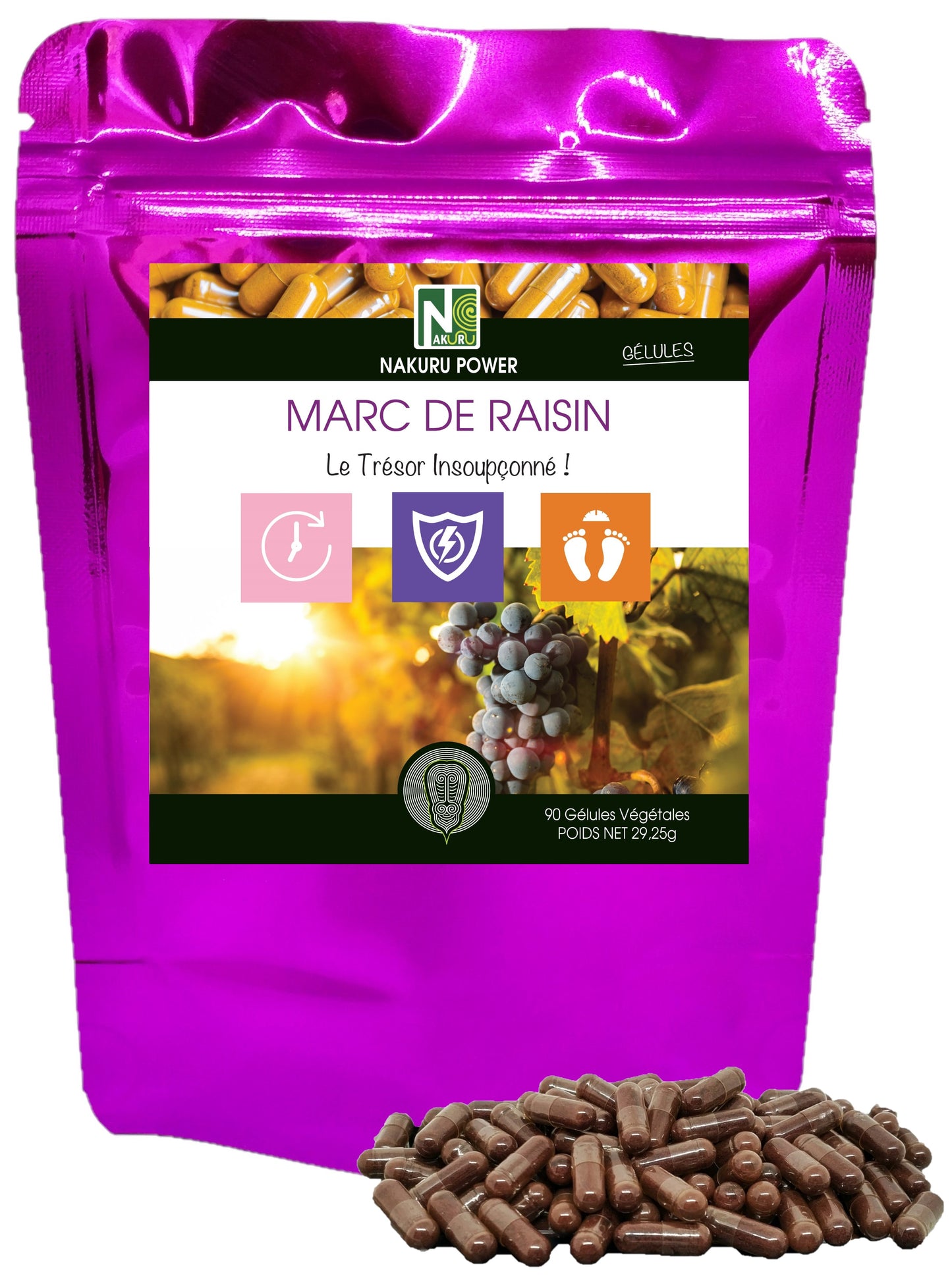 Marc de Raisin | 90 Gélules Végétales | Gamme Power | Fabriqué en France | "Le Trésor Insoupçonné !"