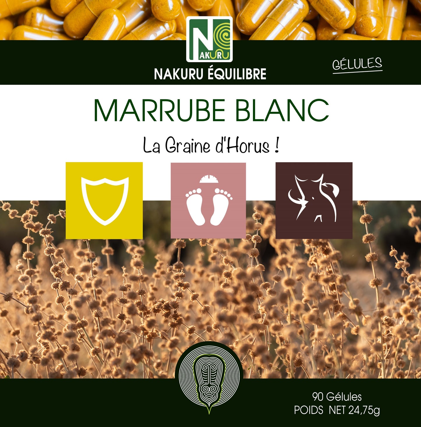 Marrube Blanc | 90 Gélules | Gamme Équilibre | Fabriqué en France | "La Graine d'Horus !"