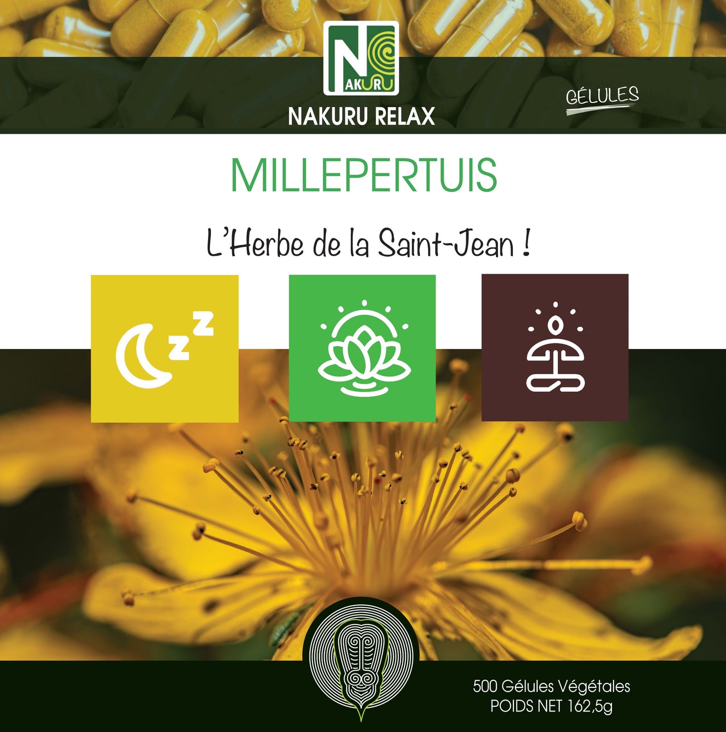 Millepertuis | 500 Gélules Végétales | Gamme Relax | Fabriqué en France | "L’Herbe de la Saint-Jean!"