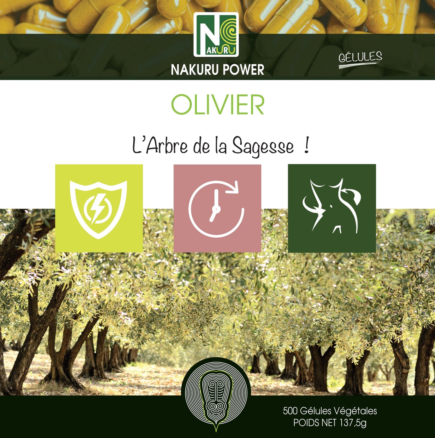 Olivier | 500 Gélules Végétales | Gamme Power | Fabriqué en France | "L'Arbre de la Sagesse!"