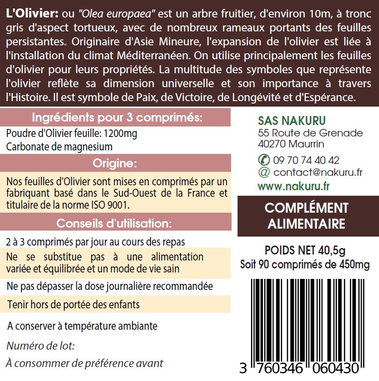 Olivier | 90 Comprimés |Gamme Power | Fabriqué en France | "L'Arbre Éternel !"