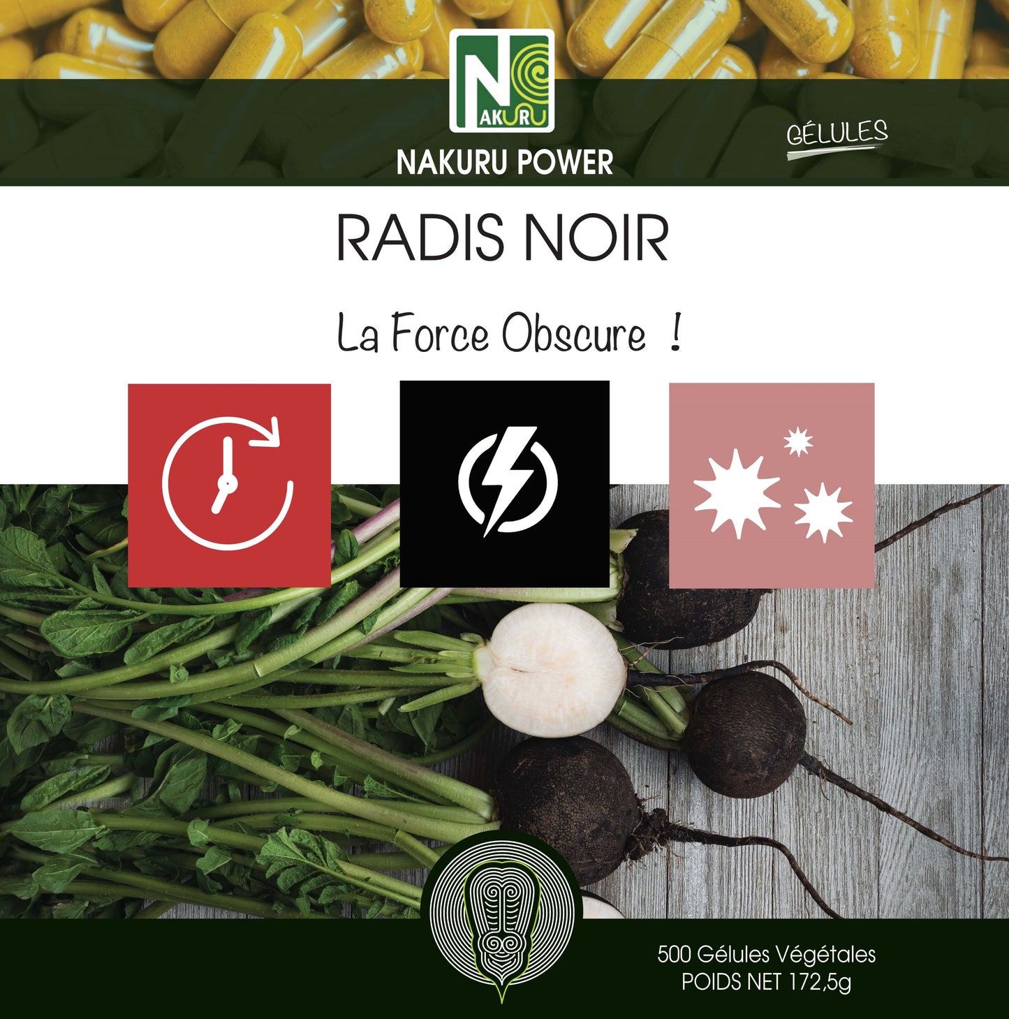 Radis Noir | 500 Gélules Végétales | Gamme Power | Fabriqué en France | "La Force Obscure!"
