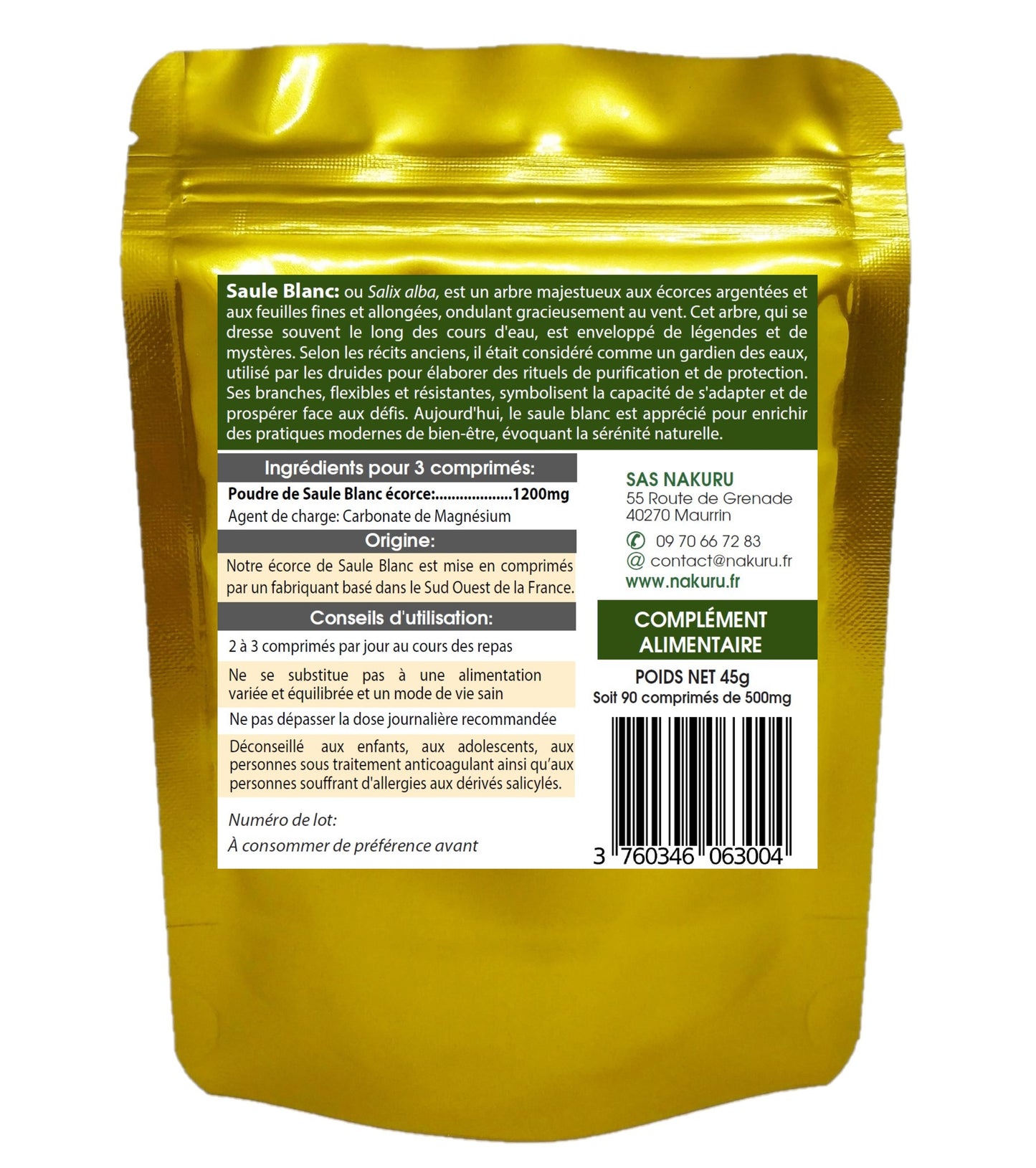 Saule Blanc | 90 Comprimés | Gamme Power | Fabriqué en France | "L'Éclaireur d'Argent !"