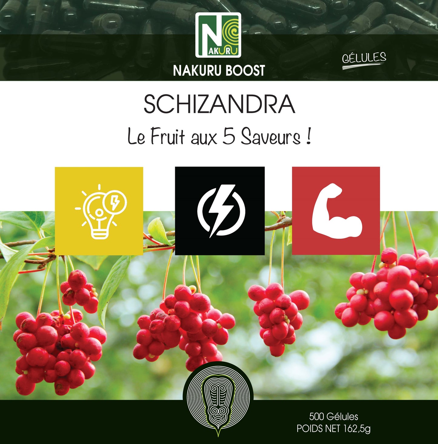 Schizandra | 500 Gélules | Gamme Boost | Fabriqué en France | "Le Fruit aux 5 Saveurs !"