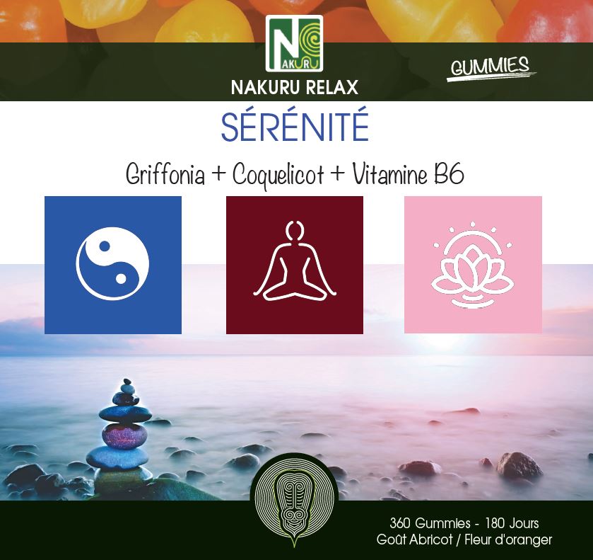 Sérénité Gummies | 360 Gummies / 180 Jours | Gamme Relax | Saveur: Abricot + Fleur d'Oranger |Fabriqué en France | "Griffonia + Coquelicot + Vitamine B6 !"