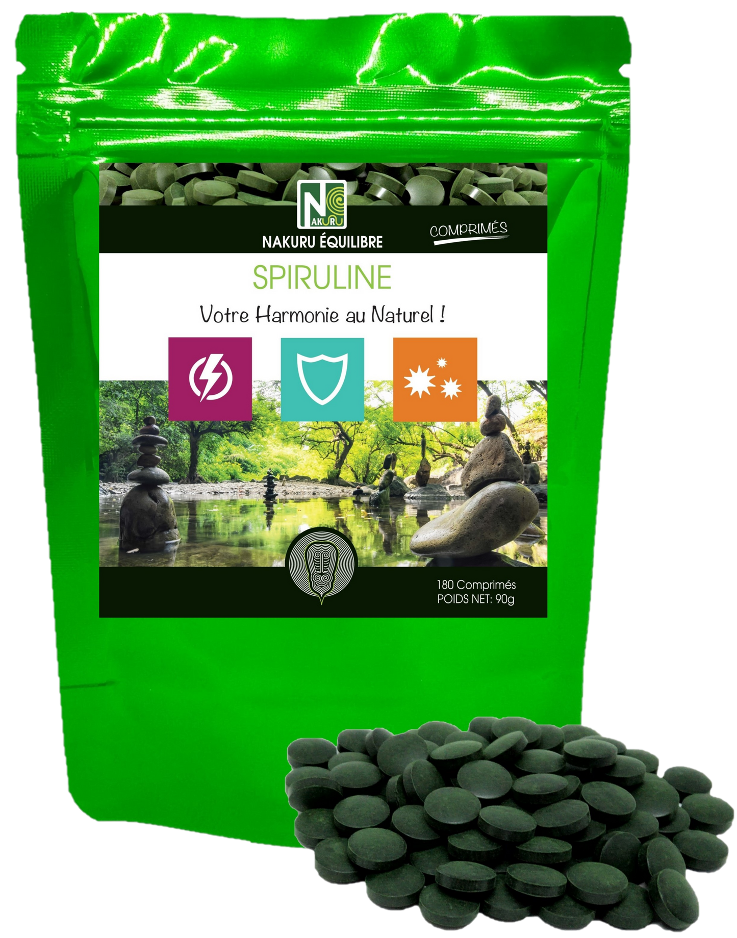 Spiruline | 180 Comprimés | Gamme Équilibre | Fabriqué en France | "Votre Harmonie au Naturel!"