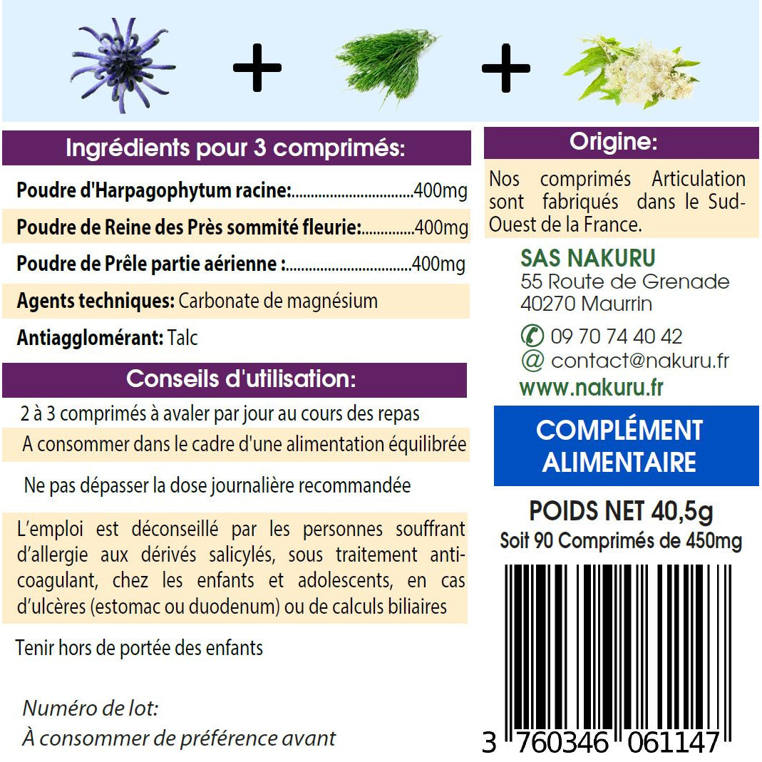 NAKURU Articulation — 90 comprimés — Étiquette dos