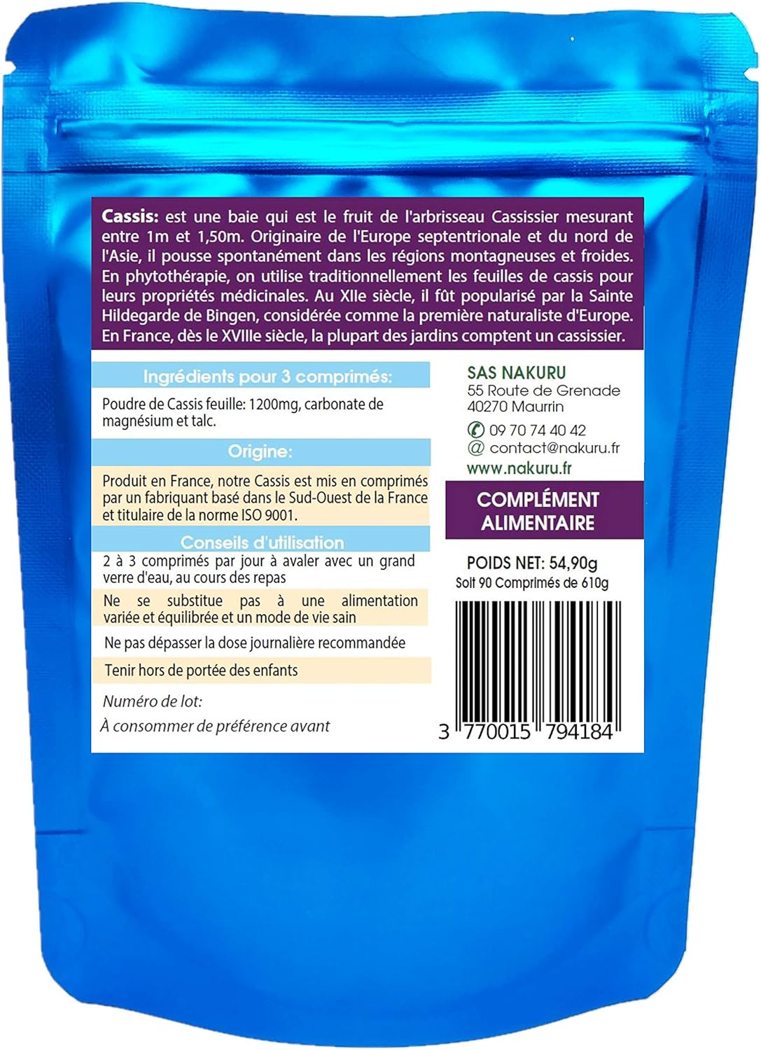 Cassis Comprimés