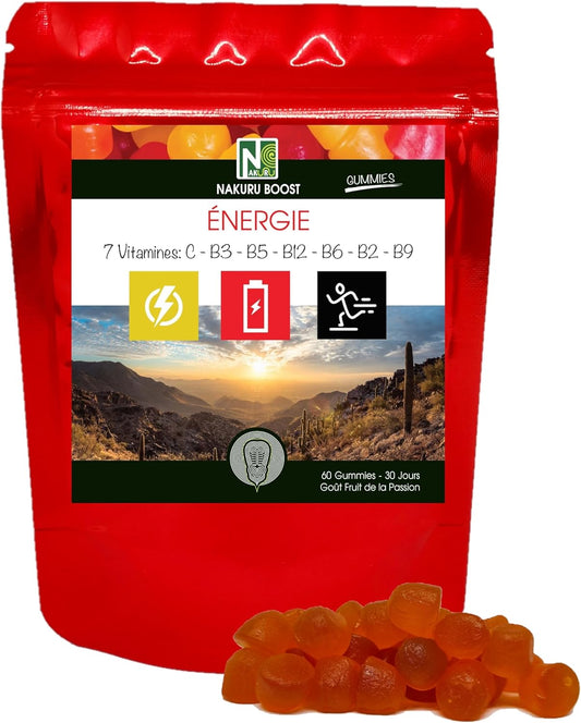 Energie Gummies | 60 Gummies / 30 Jours | Gamme Boost | Saveur: Fruit de la Passion |Fabriqué en Fra