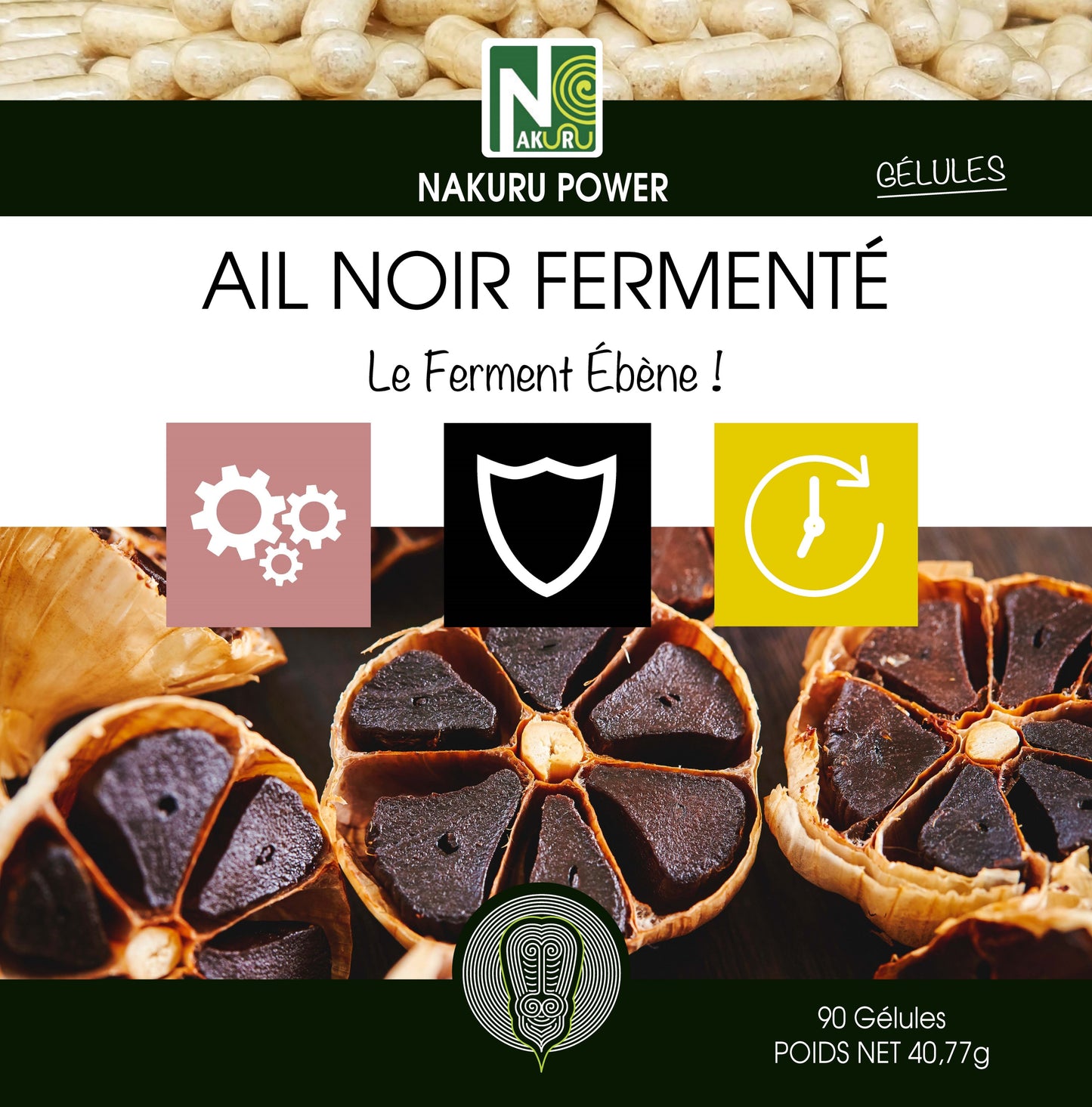 Ail Noir Fermenté | 90 Gélules | Gamme Power | Fabriqué en France | "Le Ferment Ébène !"