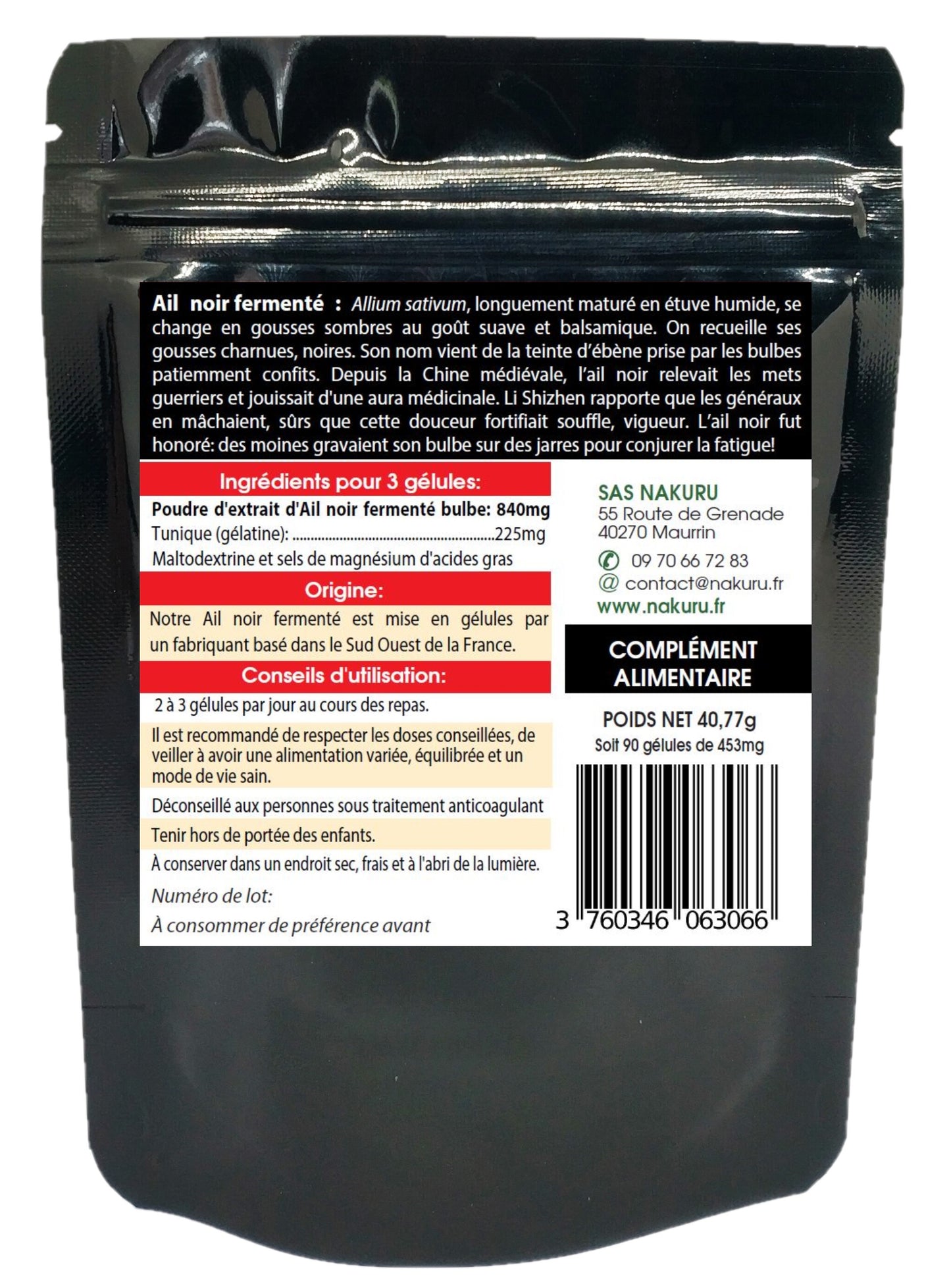 Ail Noir Fermenté | 90 Gélules | Gamme Power | Fabriqué en France | "Le Ferment Ébène !"