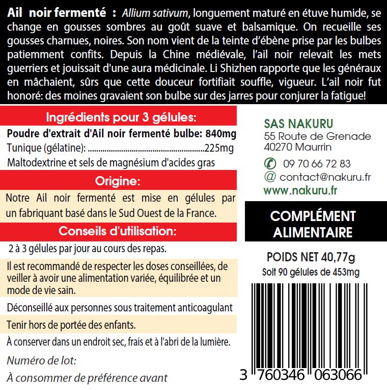 Ail Noir Fermenté | 90 Gélules | Gamme Power | Fabriqué en France | "Le Ferment Ébène !"