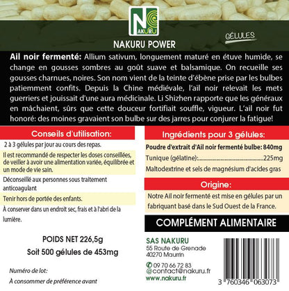 Ail Noir Fermenté | 500 Gélules | Gamme Power | Fabriqué en France | "Le Ferment Ébène !"