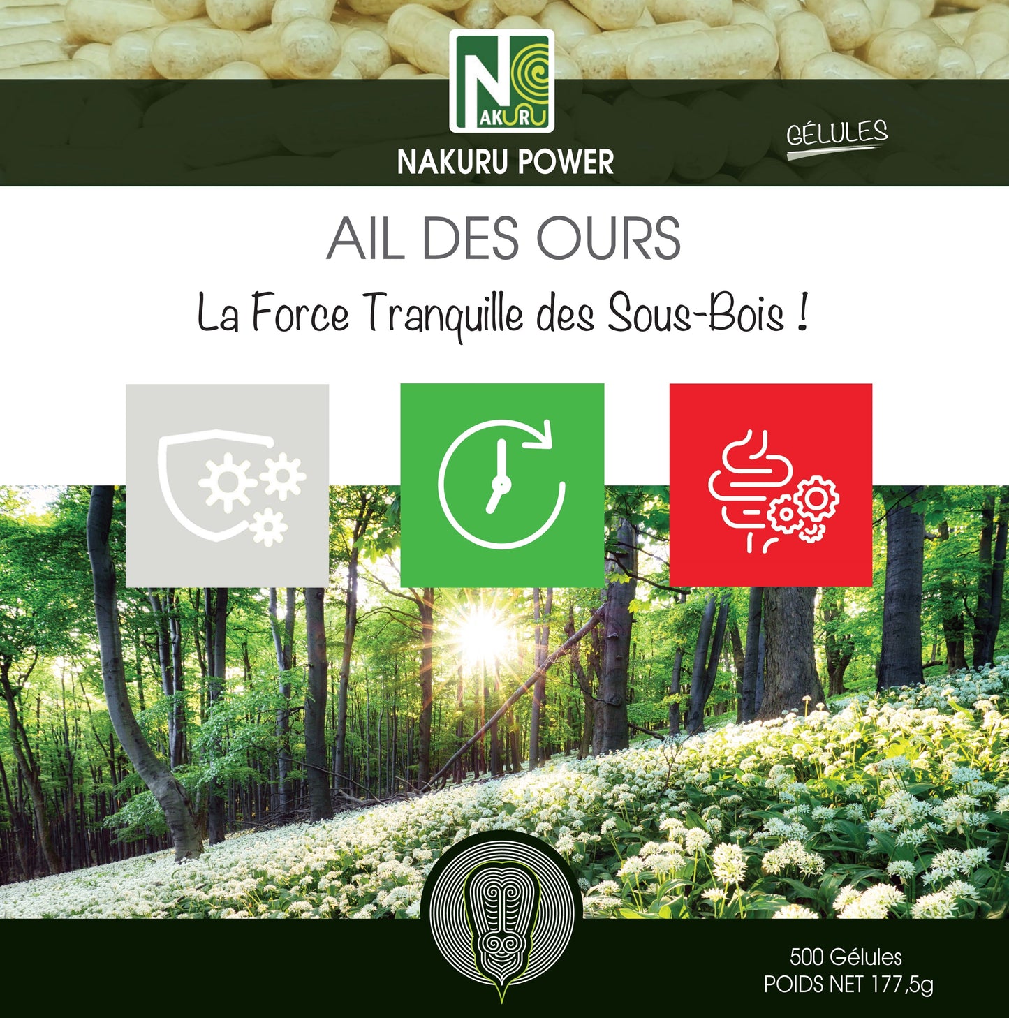 Ail des Ours | 500 Gélules | Gamme Power | Fabriqué en France |  "La Force Tranquille des Sous-Bois !"