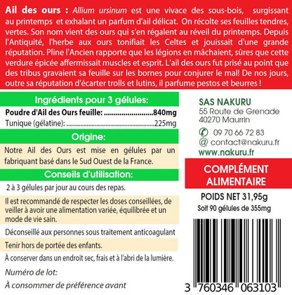 Ail des Ours | 90 Gélules | Gamme Power | Fabriqué en France |  "La Force Tranquille des Sous-Bois !"