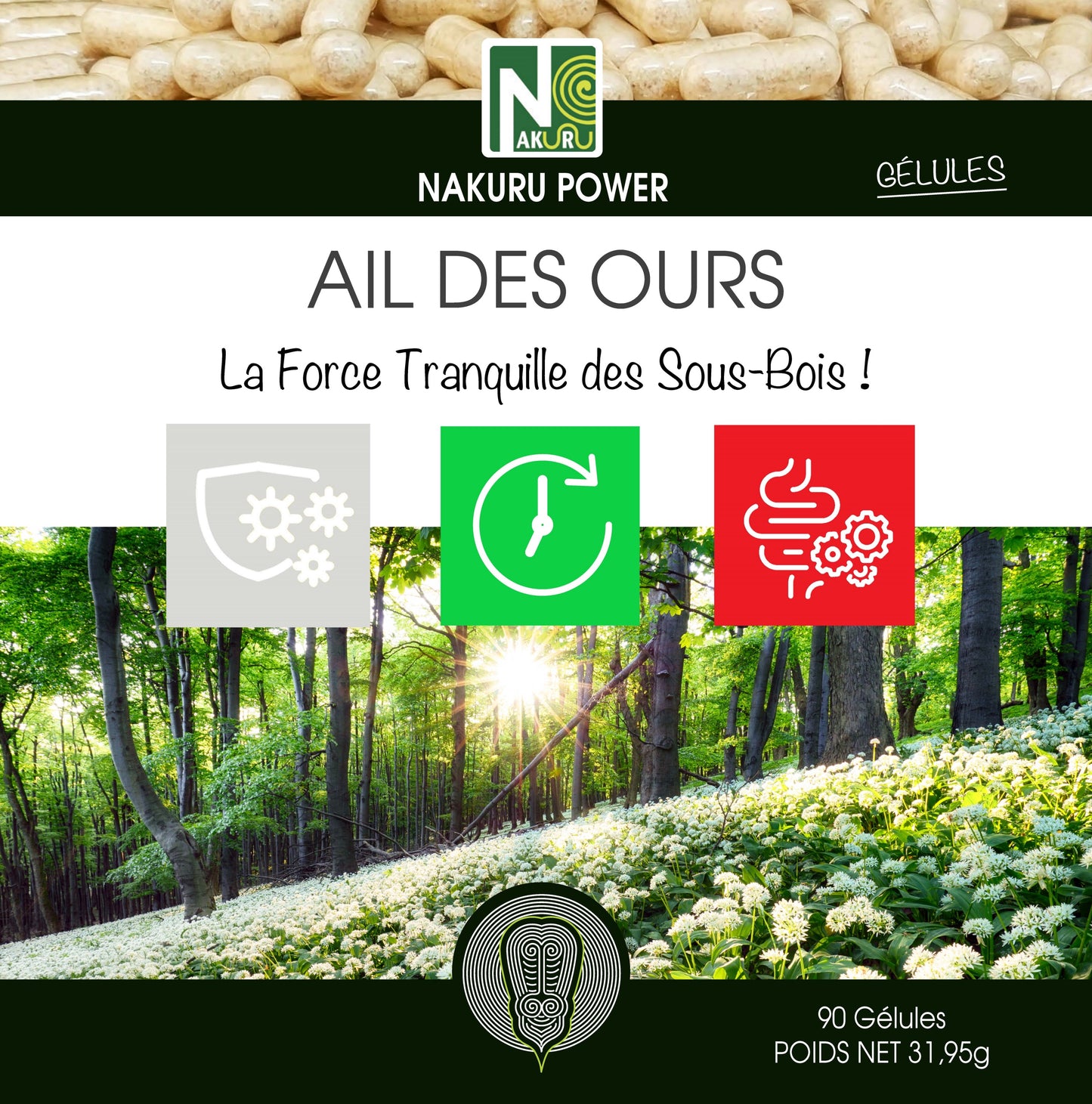 Ail des Ours | 90 Gélules | Gamme Power | Fabriqué en France |  "La Force Tranquille des Sous-Bois !"