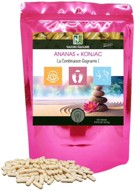 Ananas + Konjac | 500 Gélules | Gamme Équilibre | Fabriqué en France | "La Combinaison Gagnante !"