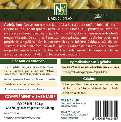 Aubépine | 500 Gélules Végétales |Gamme Relax | Fabriqué en France | "L'Épine Blanche!"