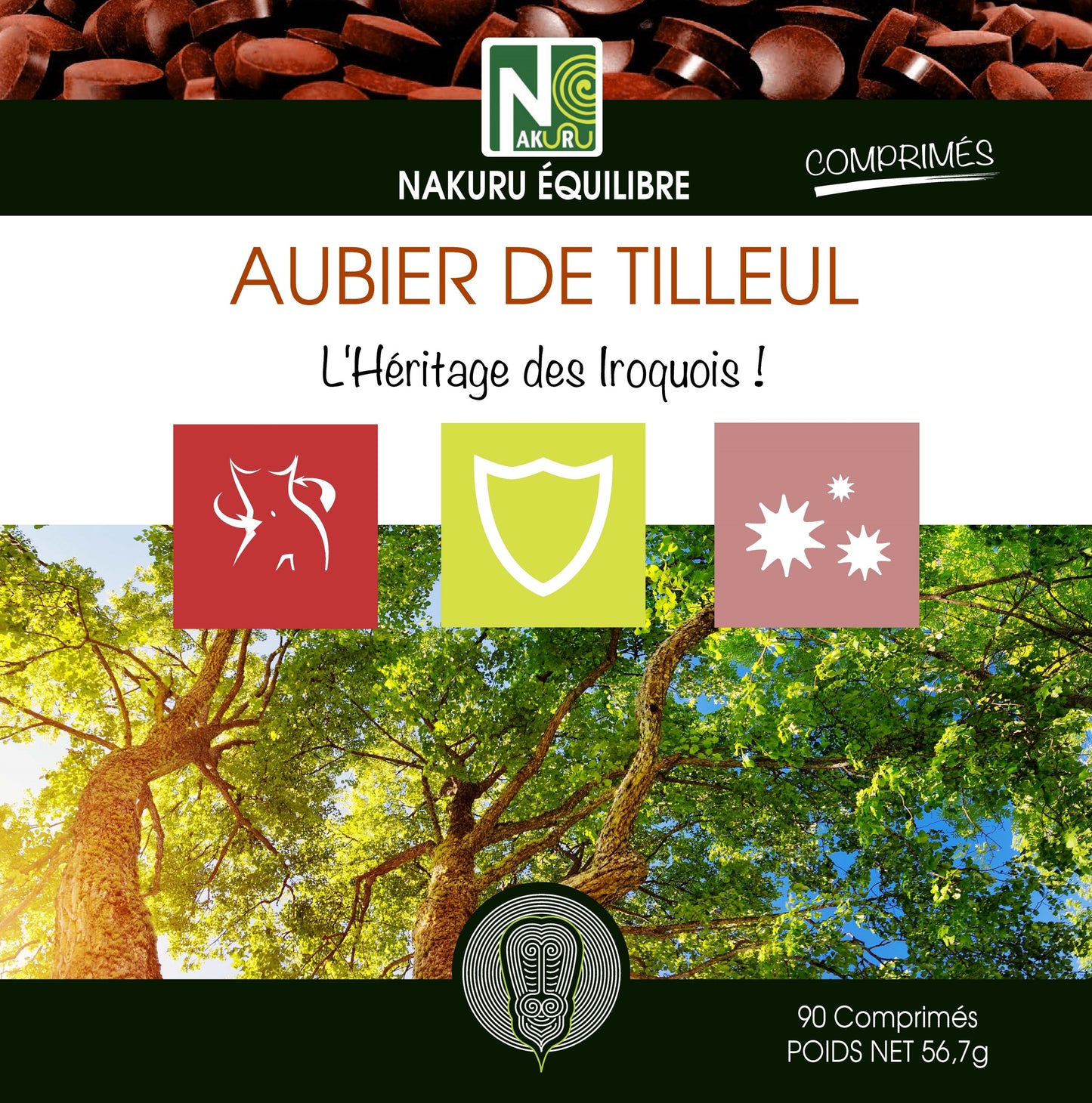 Aubier de Tilleul | 90 Comprimés | Gamme Équilibre | Fabriqué en France | "L'Héritage des Iroquois!"