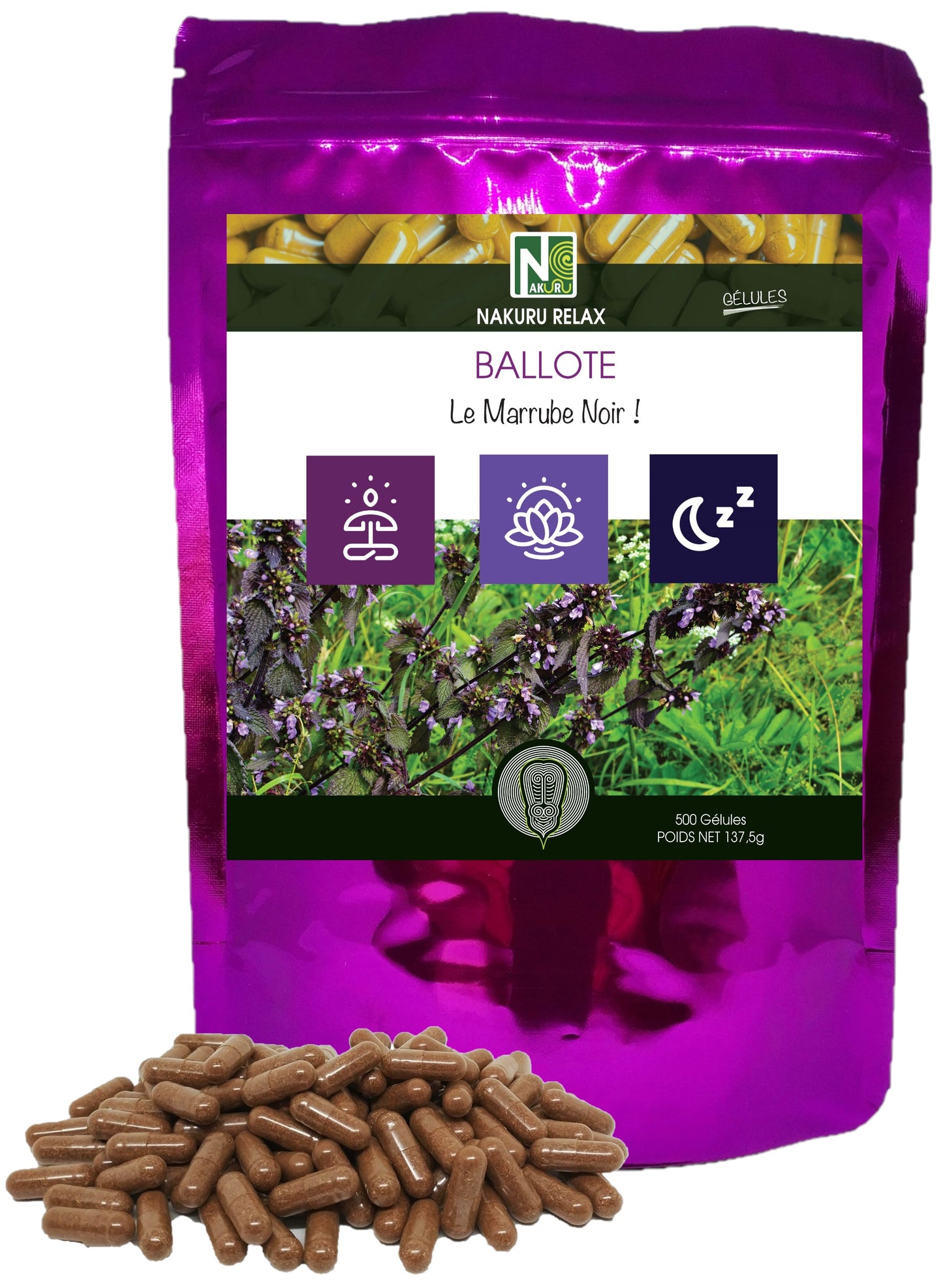 Ballote | 500 Gélules | Gamme Relax | Fabriqué en France | "Le Marrube Noir !"