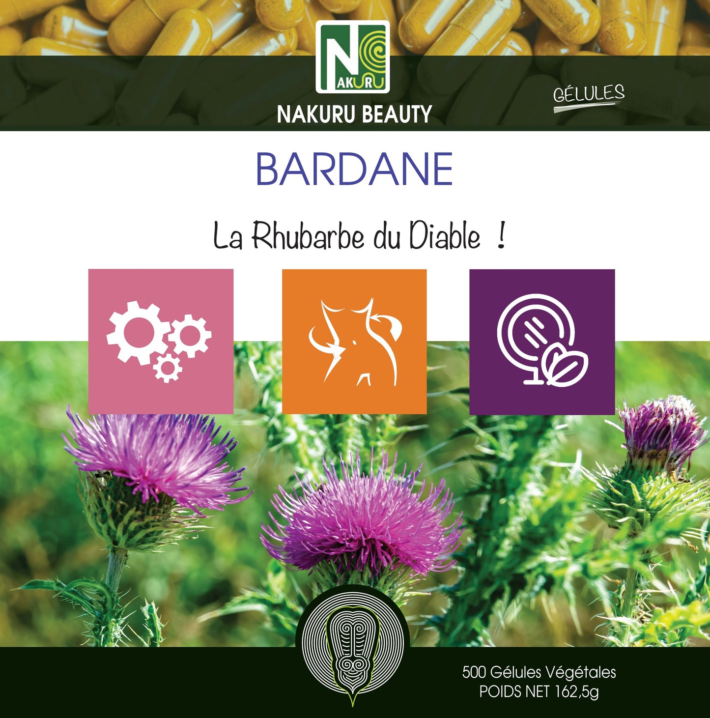 Bardane | 500 Gélules Végétales | Gamme Beauty | Fabriqué en France | "La Rhubarbe du Diable!"