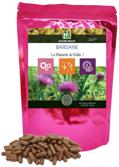 Bardane | 500 Gélules Végétales | Gamme Beauty | Fabriqué en France | "La Rhubarbe du Diable!"