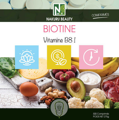 Biotine 10 000 µg / Vitamine B8 / 500 Comprimés | Gamme Beauty | Fabriqué en France