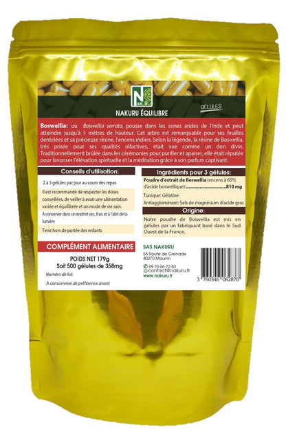Boswellia | 500 Gélules | Gamme Équilibre | Fabriqué en France | "L'Encens Indien !"
